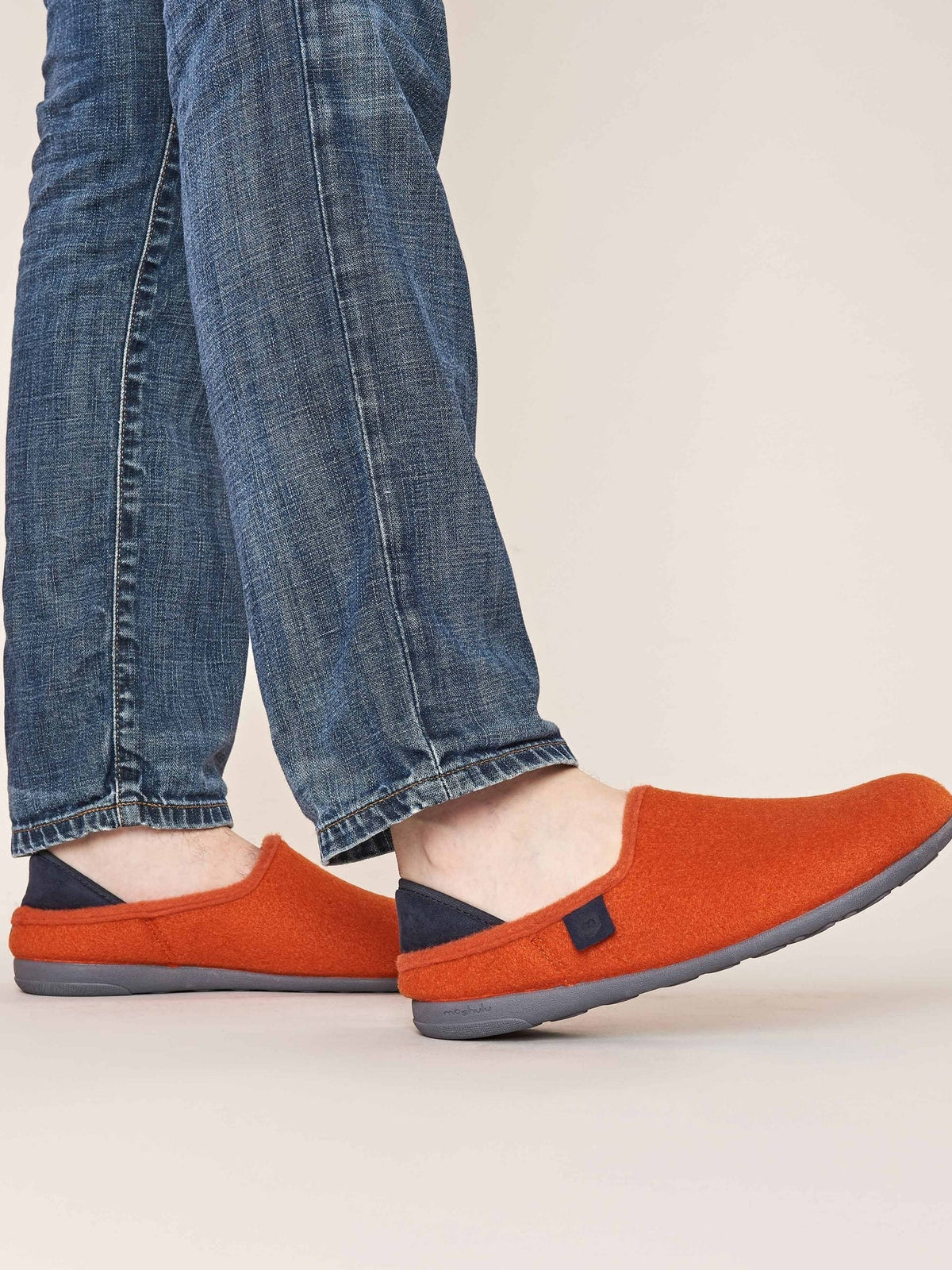 Orange men's full felt slippers - MATMI ORANGE