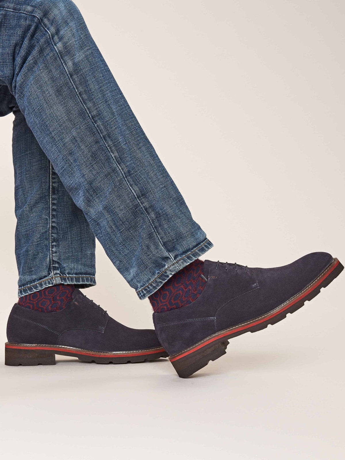 Blue men's suede derby shoes - GASKET 2 NAVY SUEDE