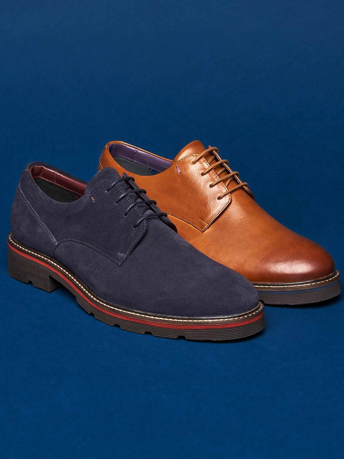 Blue men's suede derby shoes - GASKET 2 NAVY SUEDE