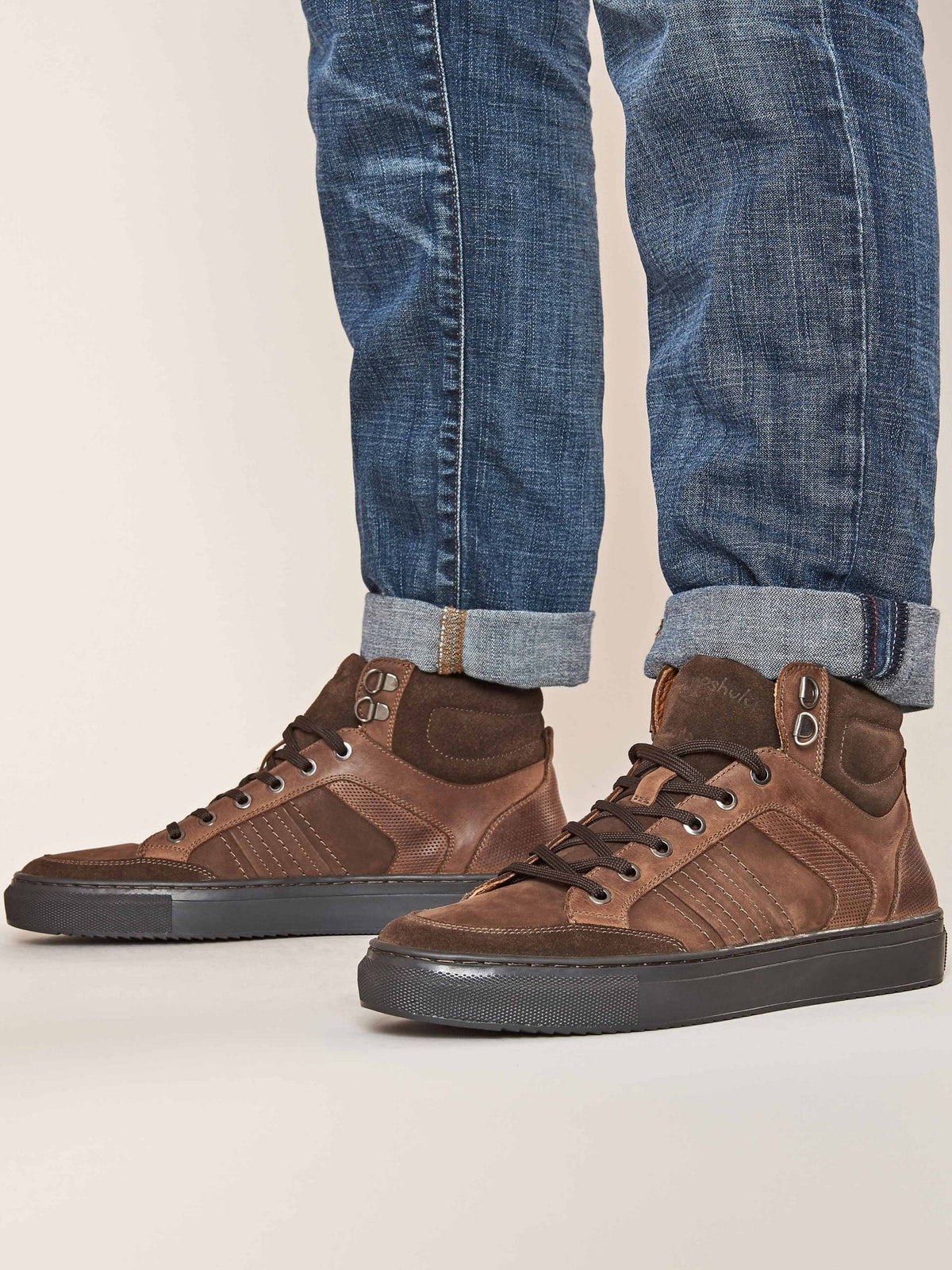 Brown men's lace up trainers - HOMERUN BROWN