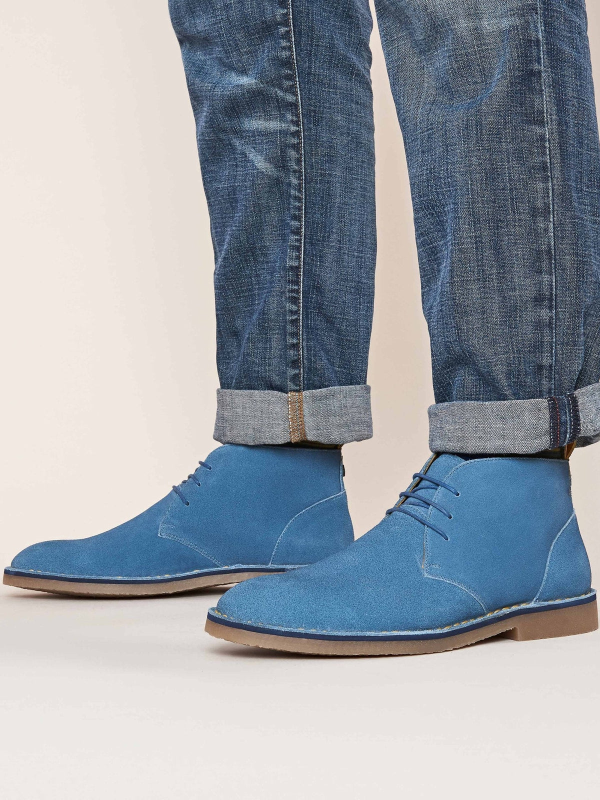 Blue men's desert boot - CHASSIS AEGEAN BLUE SUEDE