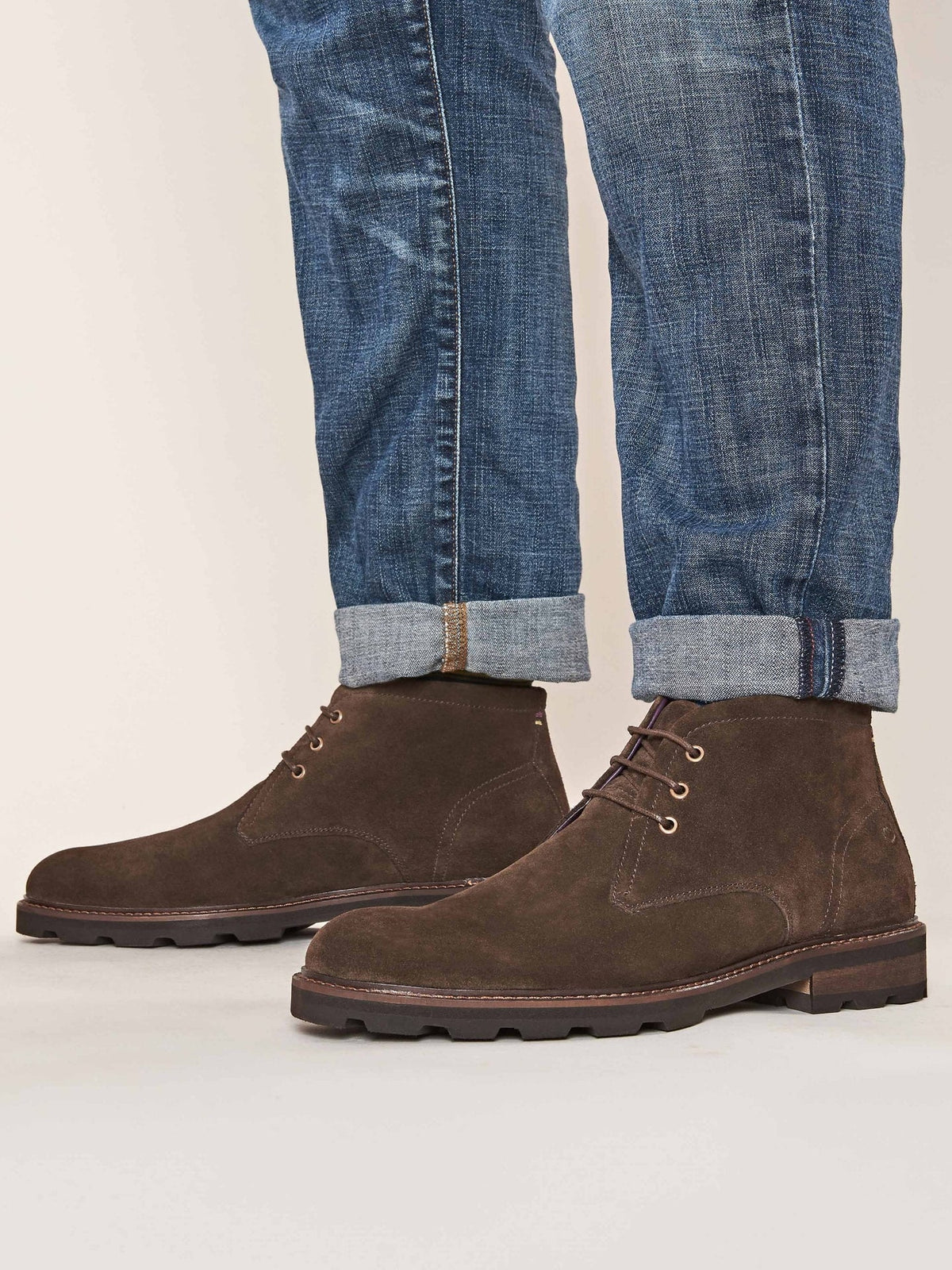 Brown men's suede worker boots - BANTOCK BROWN
