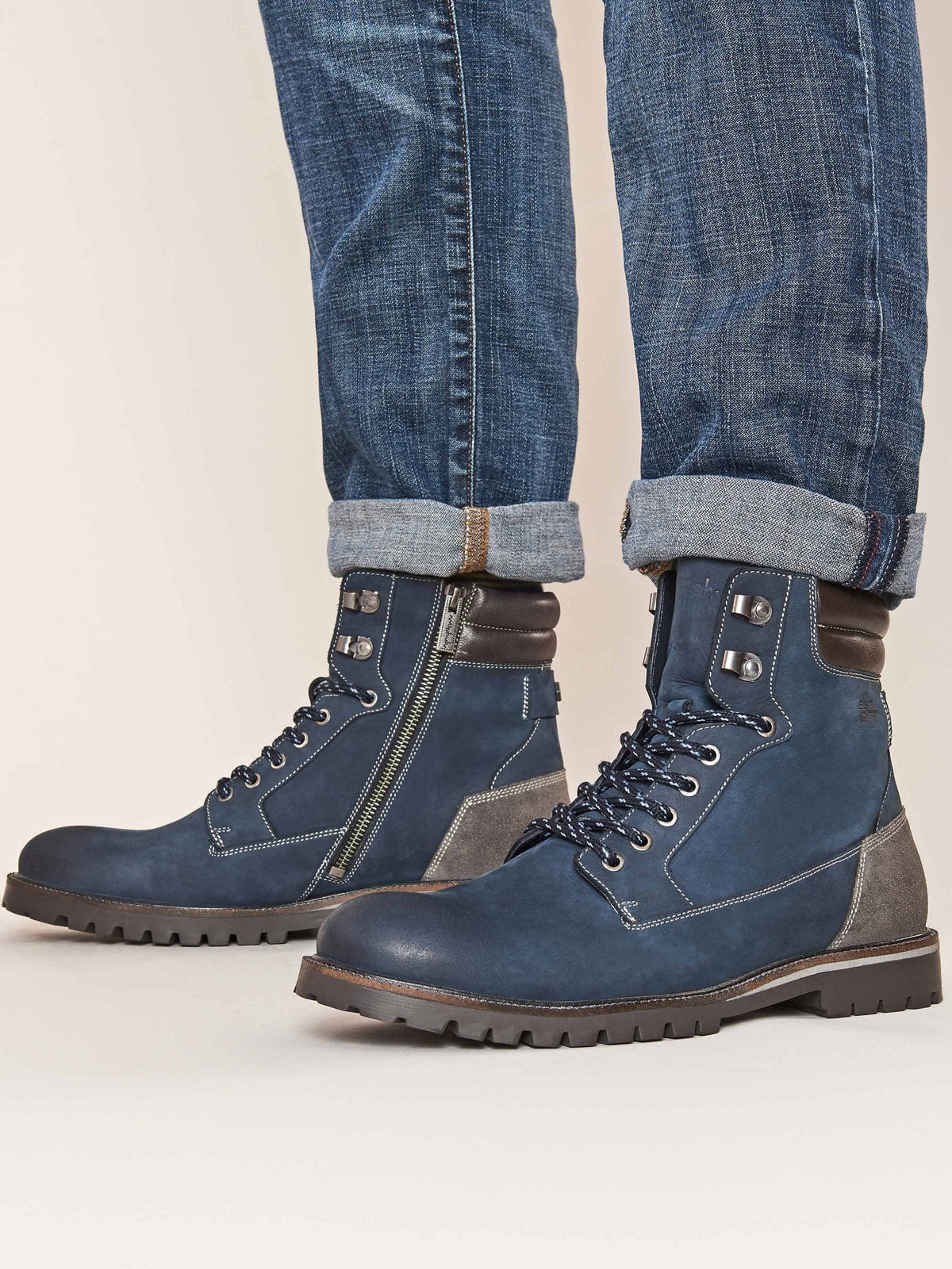 Blue men's ankle boots - OVERDRIVE INDIGO NUBUCK