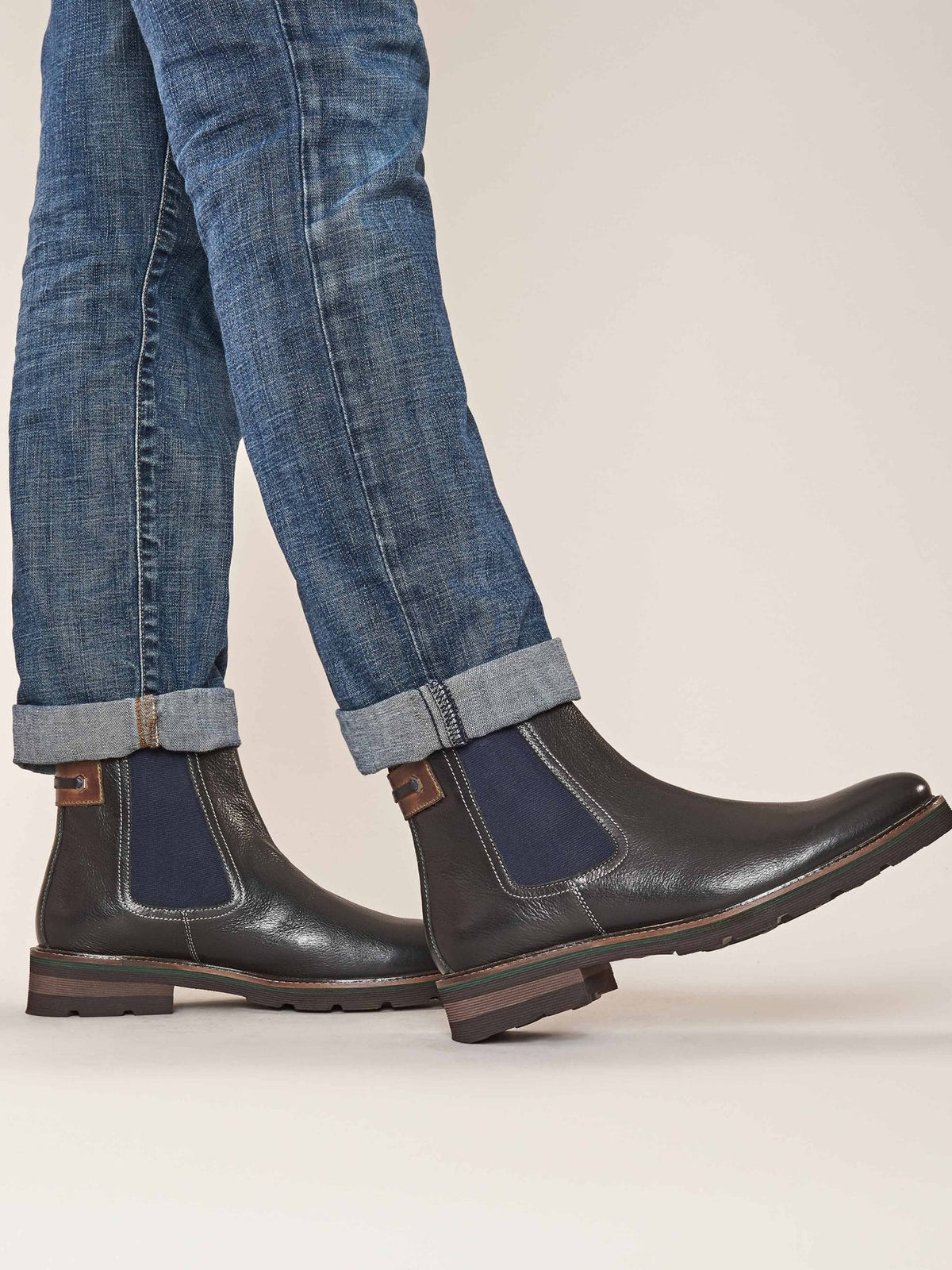 Black leather & suede men's Chelsea boot - CRANKSHAFT 2 BLACK