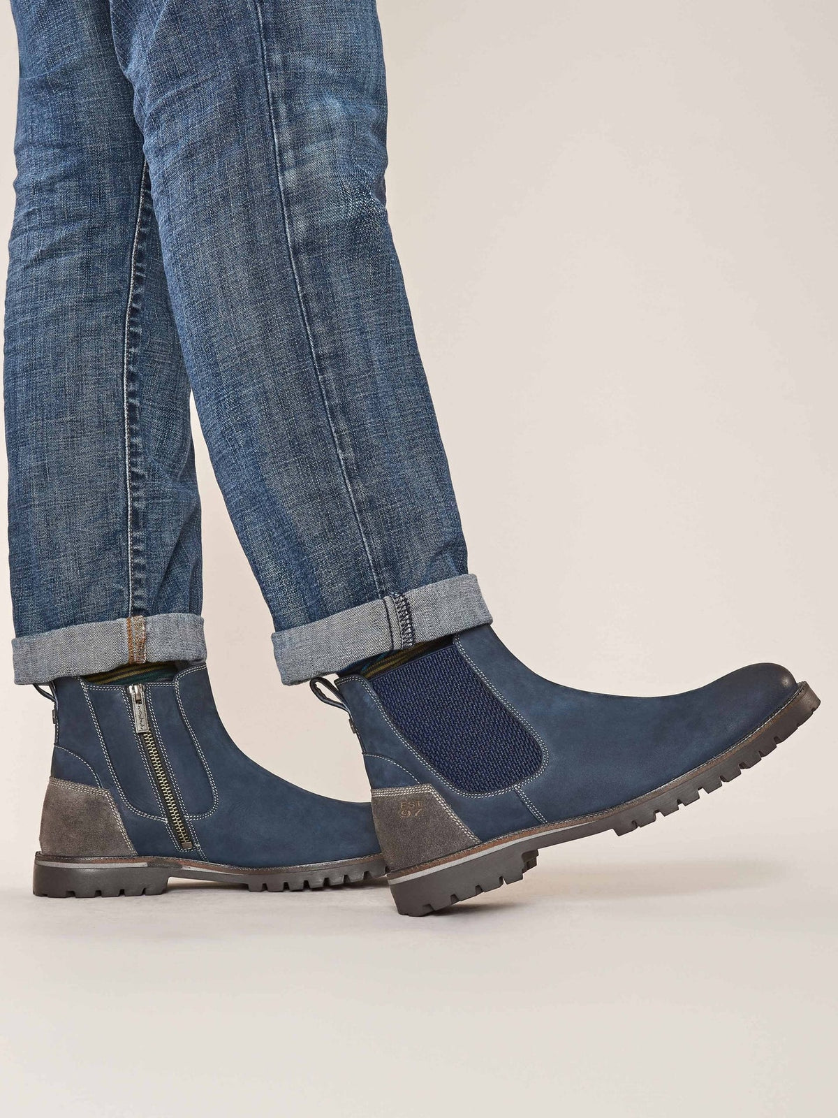 Blue nubuck men's ankle boots - TAILPIPE INDIGO NUBUCK