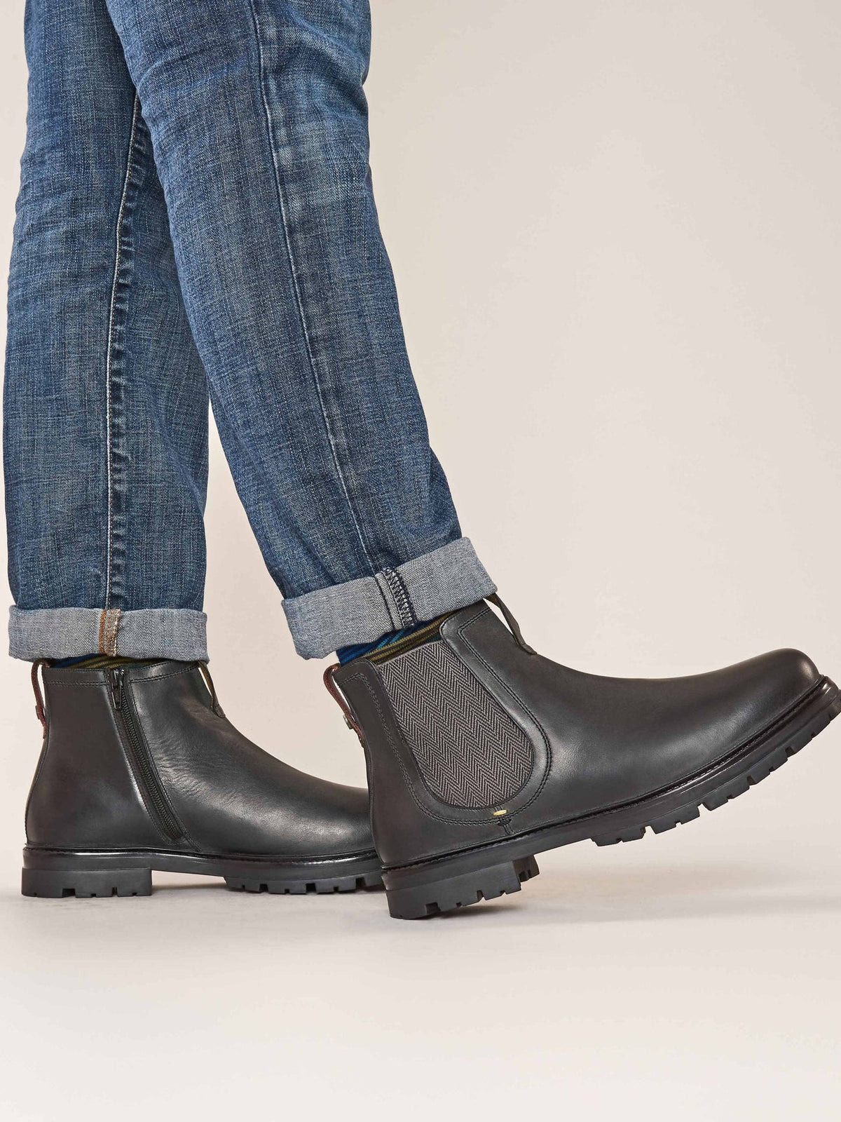 Black men's leather chelsea boot - MAXWELL BLACK