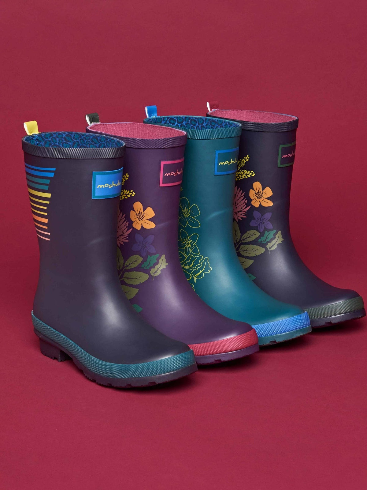 Green colourful mid-length wellies - DOWNPOUR LAGOON FLORAL