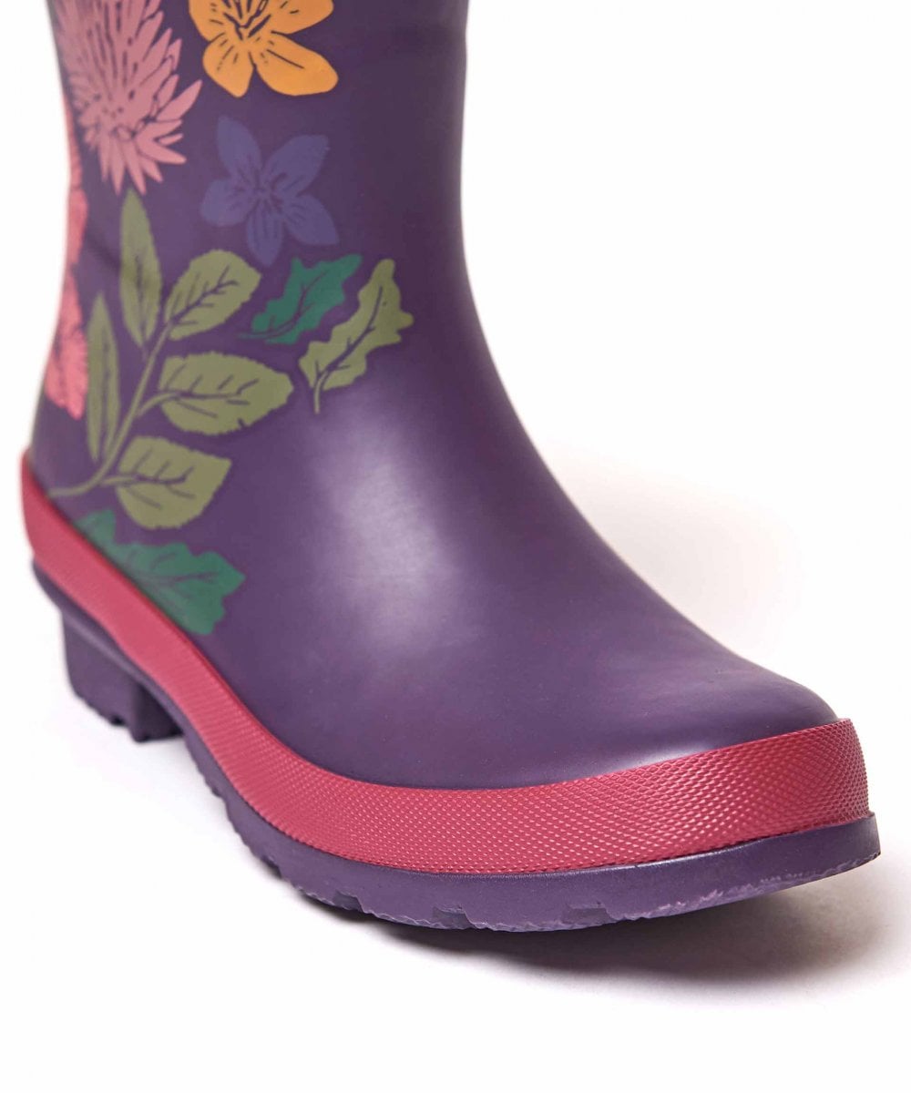 Green colourful mid-length wellies - DOWNPOUR LAGOON FLORAL