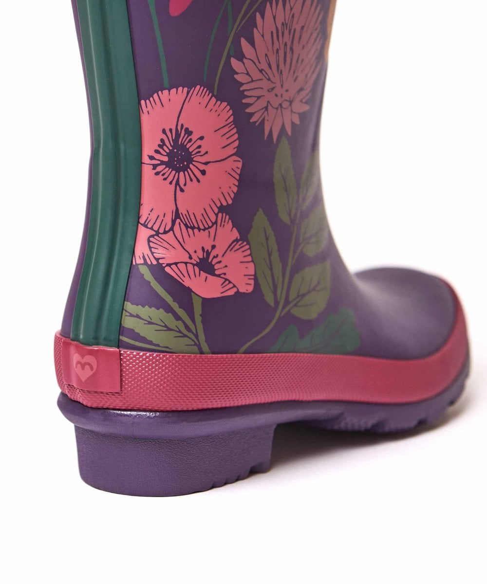 Green colourful mid-length wellies - DOWNPOUR LAGOON FLORAL