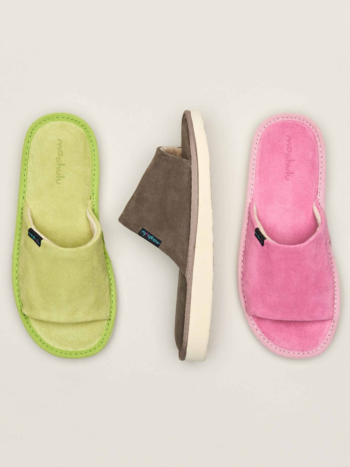 Grey Pastel suede slider slippers - TOULON GREY