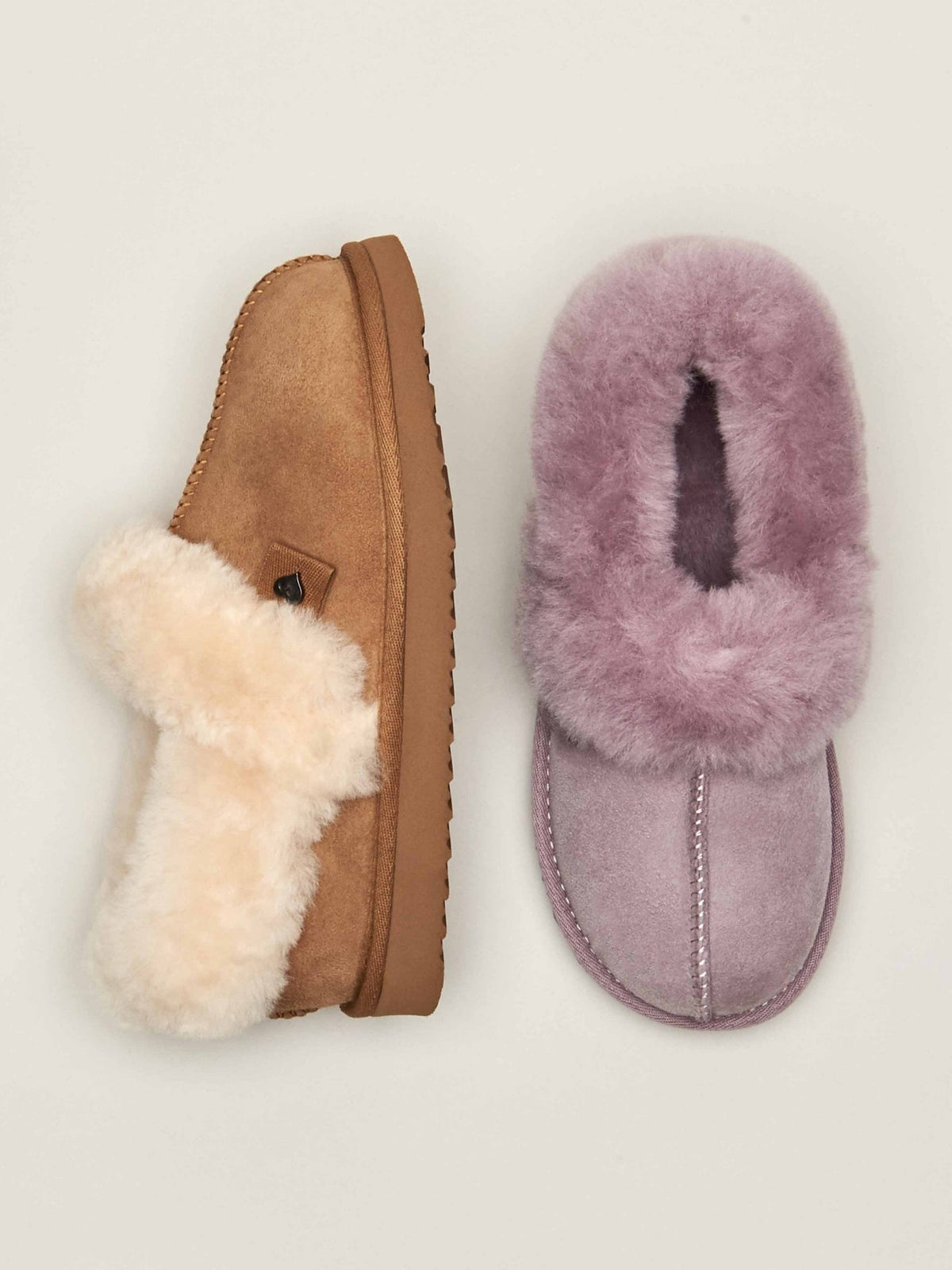 Pink / Purple Ladies' doubleface sheepskin slippers - ALBERTA MAUVE