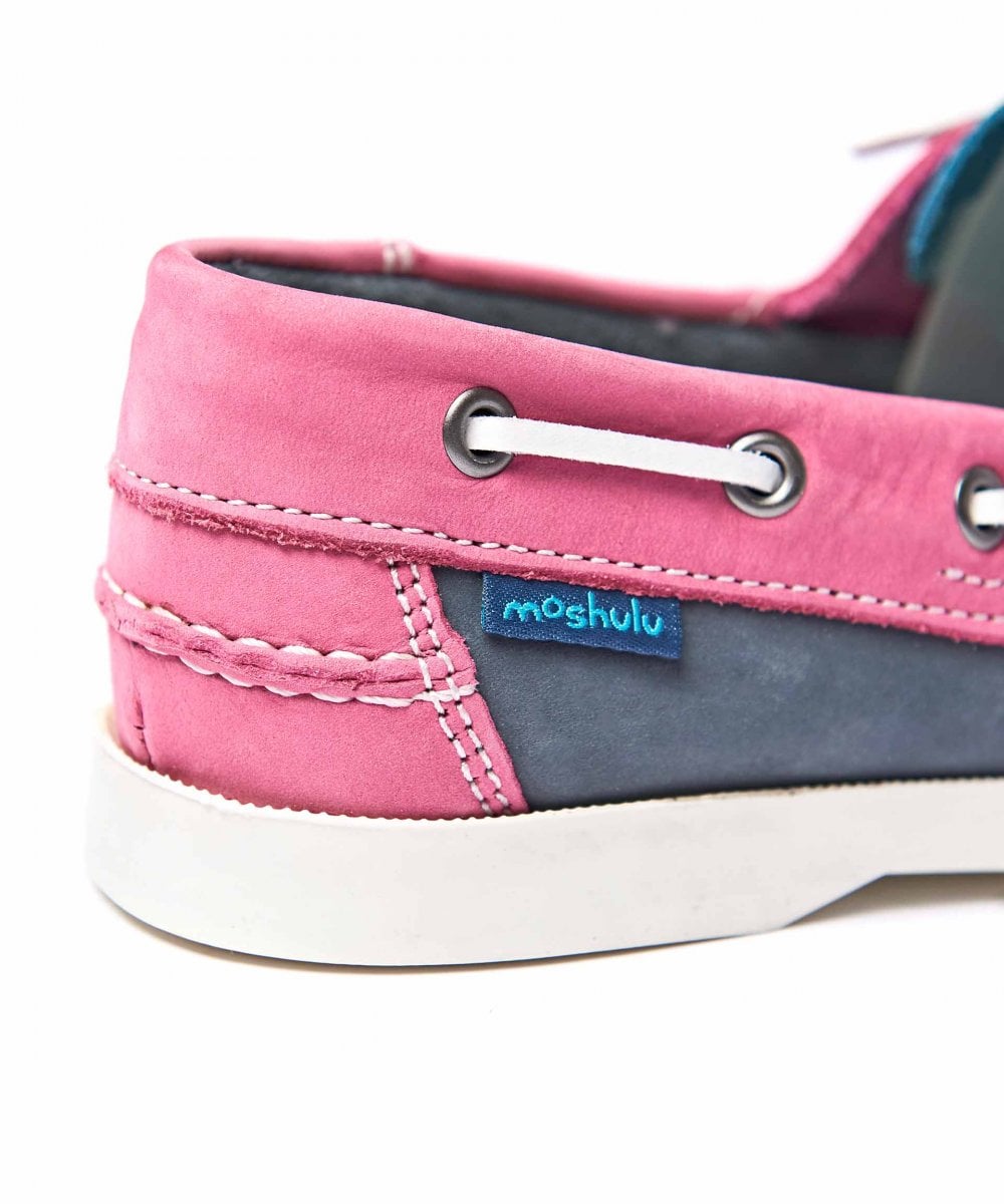 Multi ladies nubuck boat shoes - SALCOMBE 3 ROYAL BLUE/SWEET PEA PINK/SHAR