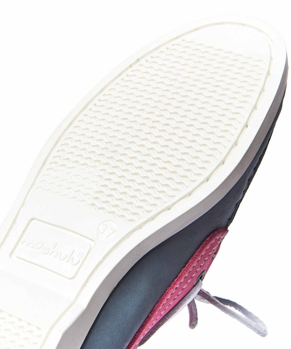 Multi ladies nubuck boat shoes - SALCOMBE 3 ROYAL BLUE/SWEET PEA PINK/SHAR