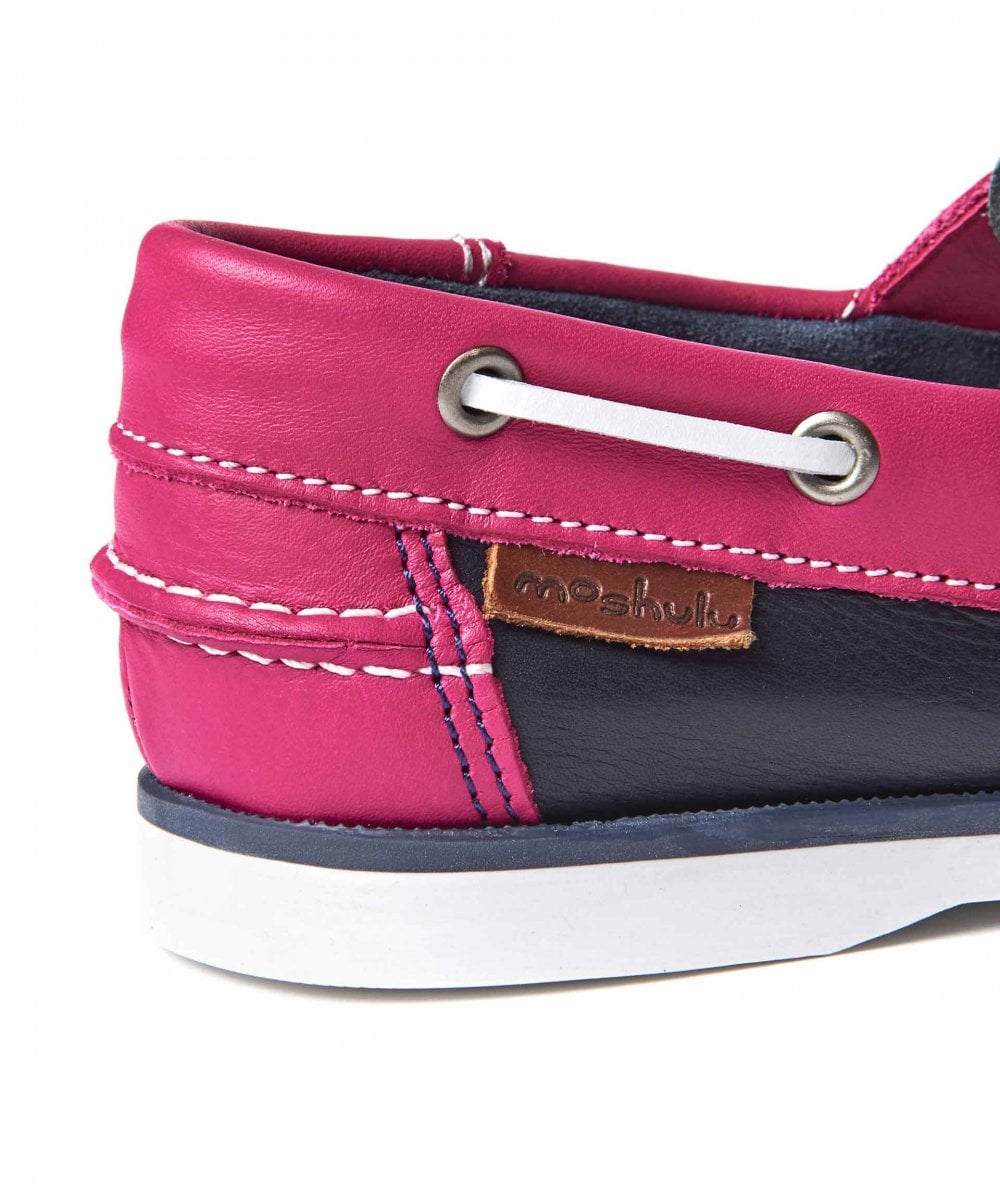 Yellow / Blue Colourful leather deck shoes - SALCOMBE LEATHER TWILIGHT BLUE/LEMON/YELLOW