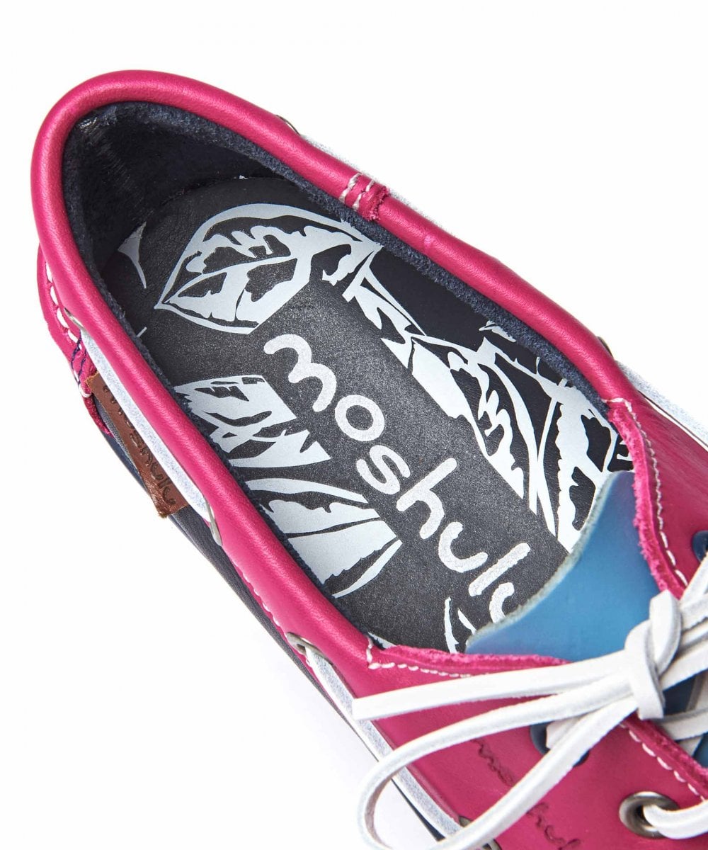 Yellow / Blue Colourful leather deck shoes - SALCOMBE LEATHER TWILIGHT BLUE/LEMON/YELLOW