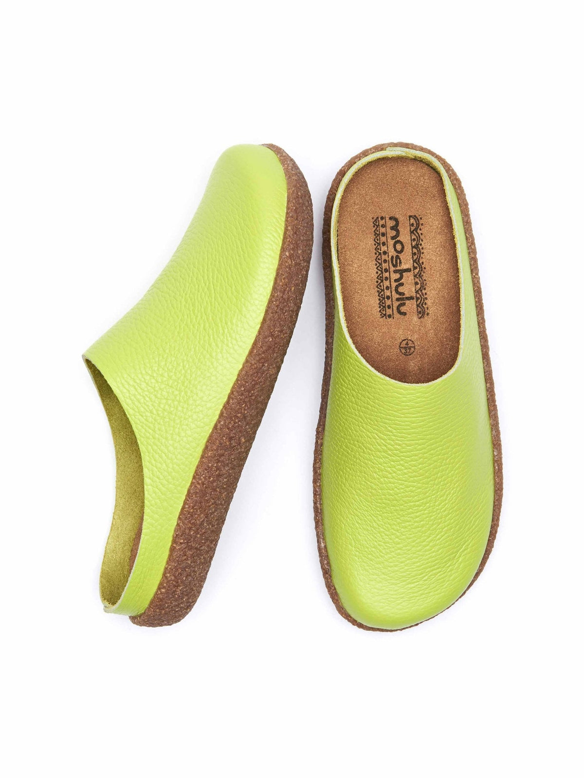 Green extra cushioned leather clogs - PEVENSEY CHARTREUSE
