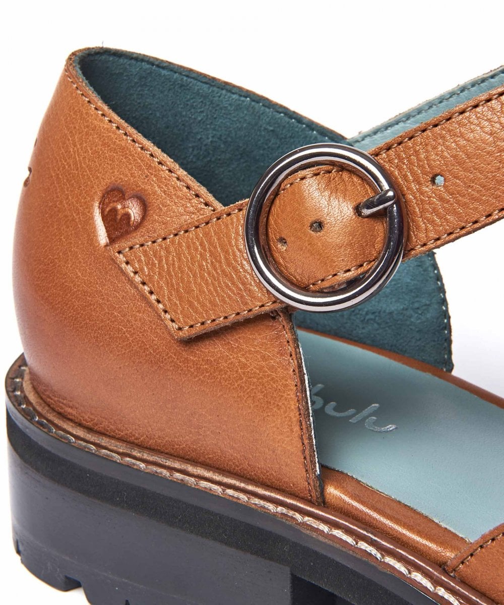 Brown Leather T-bar shoes - MARAZION TAN