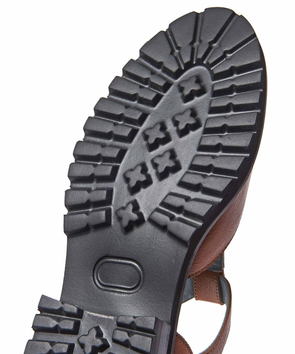 Brown Leather T-bar shoes - MARAZION TAN