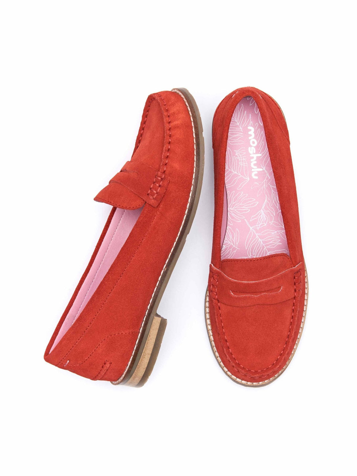 Red classic suede penny loafers - PETREL SUEDE GERANIUM RED