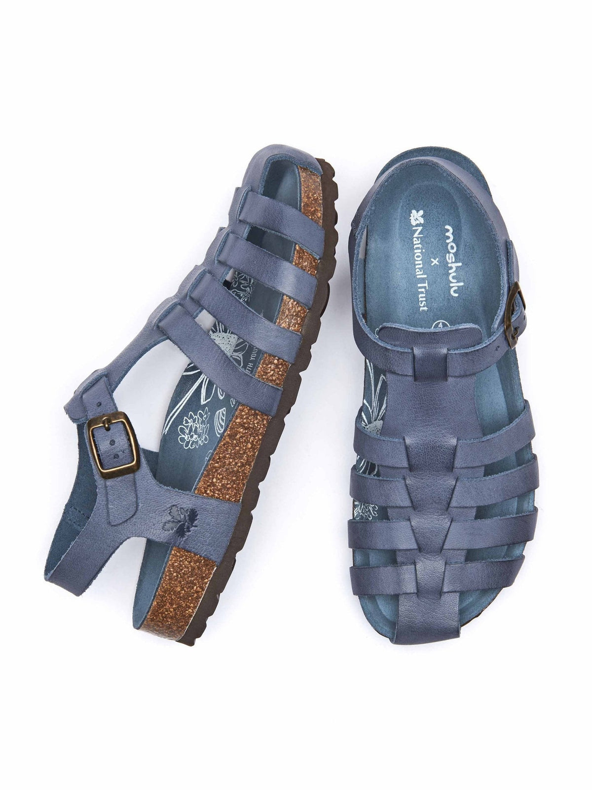 Blue Leather fisherman cork sandals - SEALARK SEA HOLLY BLUE