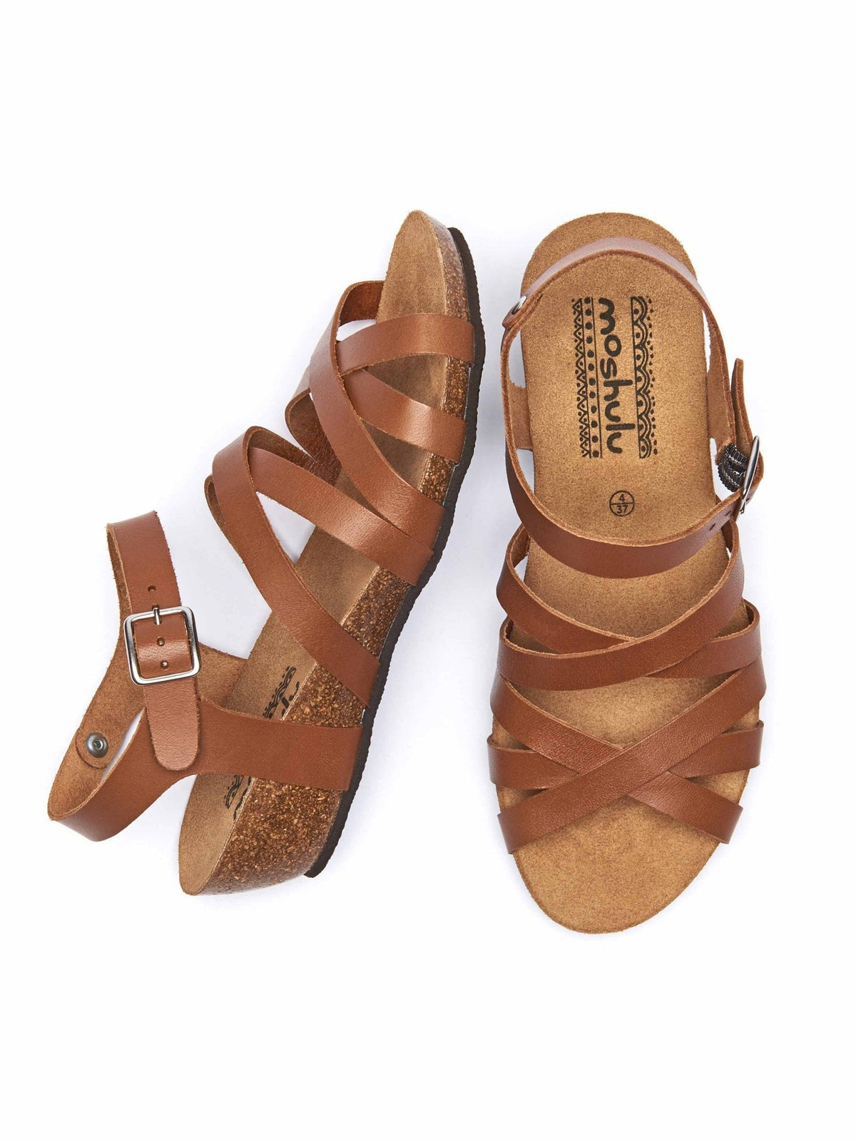 Brown wedged cork footbed sandals - ZILLA TAN