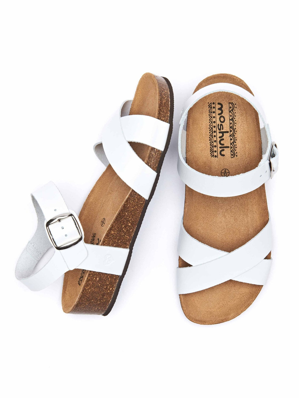 White leather cross-over low-wedge sandals - BIGBURY 2 WHITE