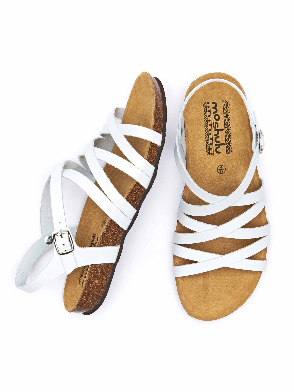 White strappy contoured cork sandals - GINGER ALE WHITE