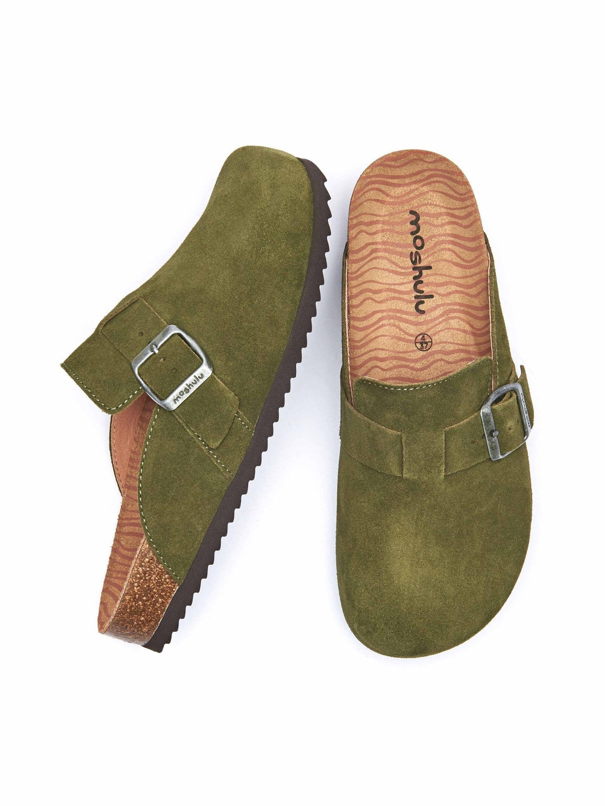 Green suede cork footbed clogs - TULIPA 2 FERN