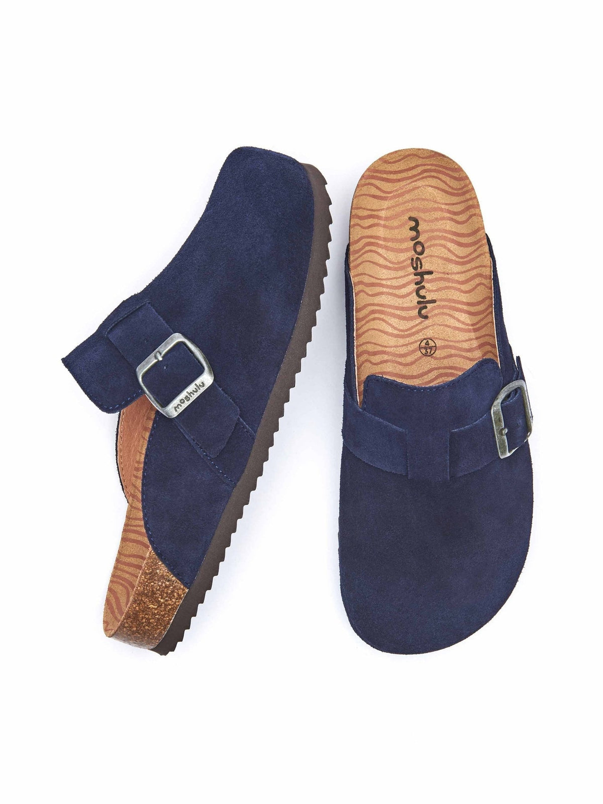 Blue suede cork footbed clogs - TULIPA 2 INDIGO