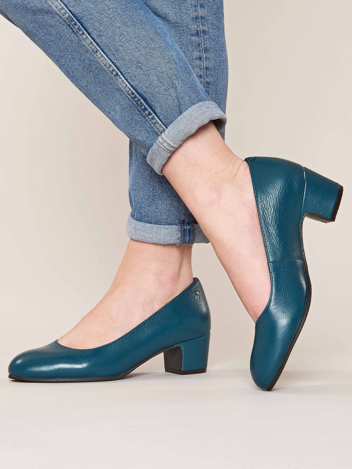 Blue block heel court shoes - KEEL LAGOON