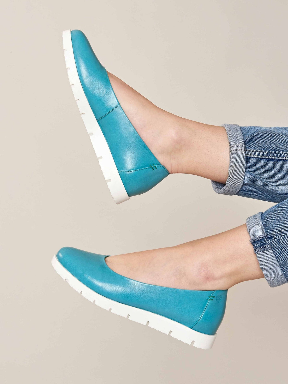Blue leather slip-on ballet pumps - JIN AQUA