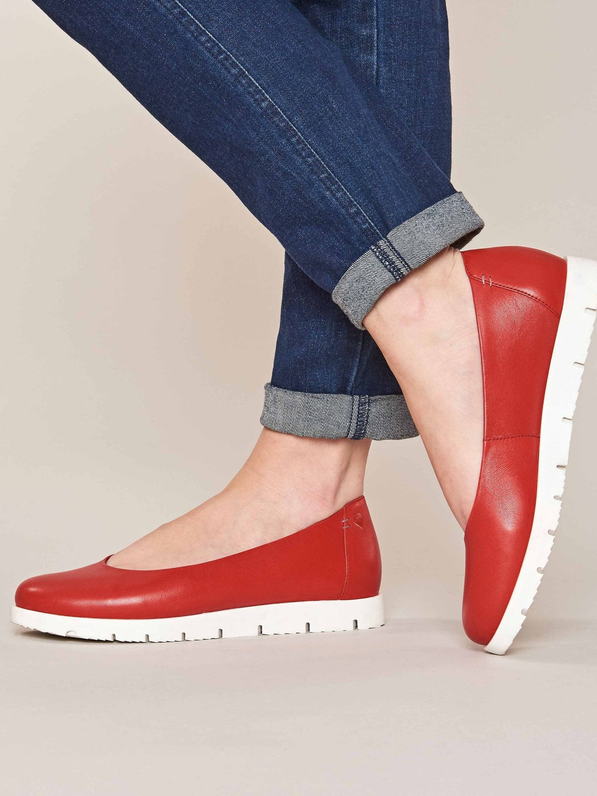 Red leather slip-on ballet pumps - JIN BRIGHT POPPY RED