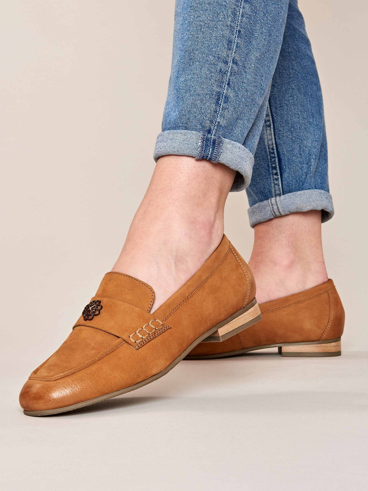 Brown nubuck penny loafer - CHIDORI TAN