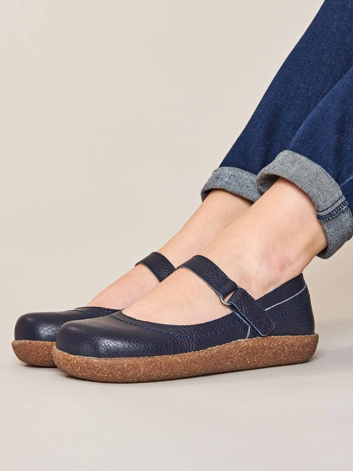 Blue leather Mary Jane clog shoes - PEPPERCOMBE INDIGO