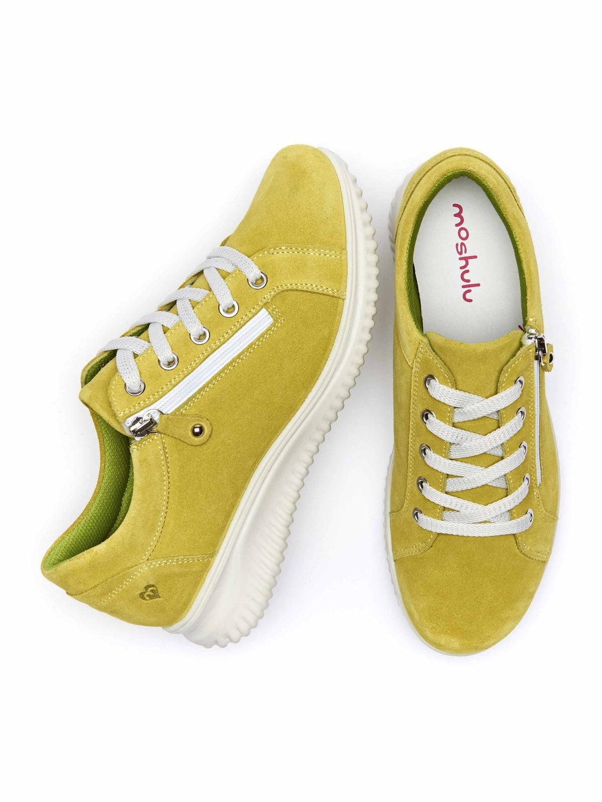 Green Suede active trainer with zip - KOLARI LIME GREEN
