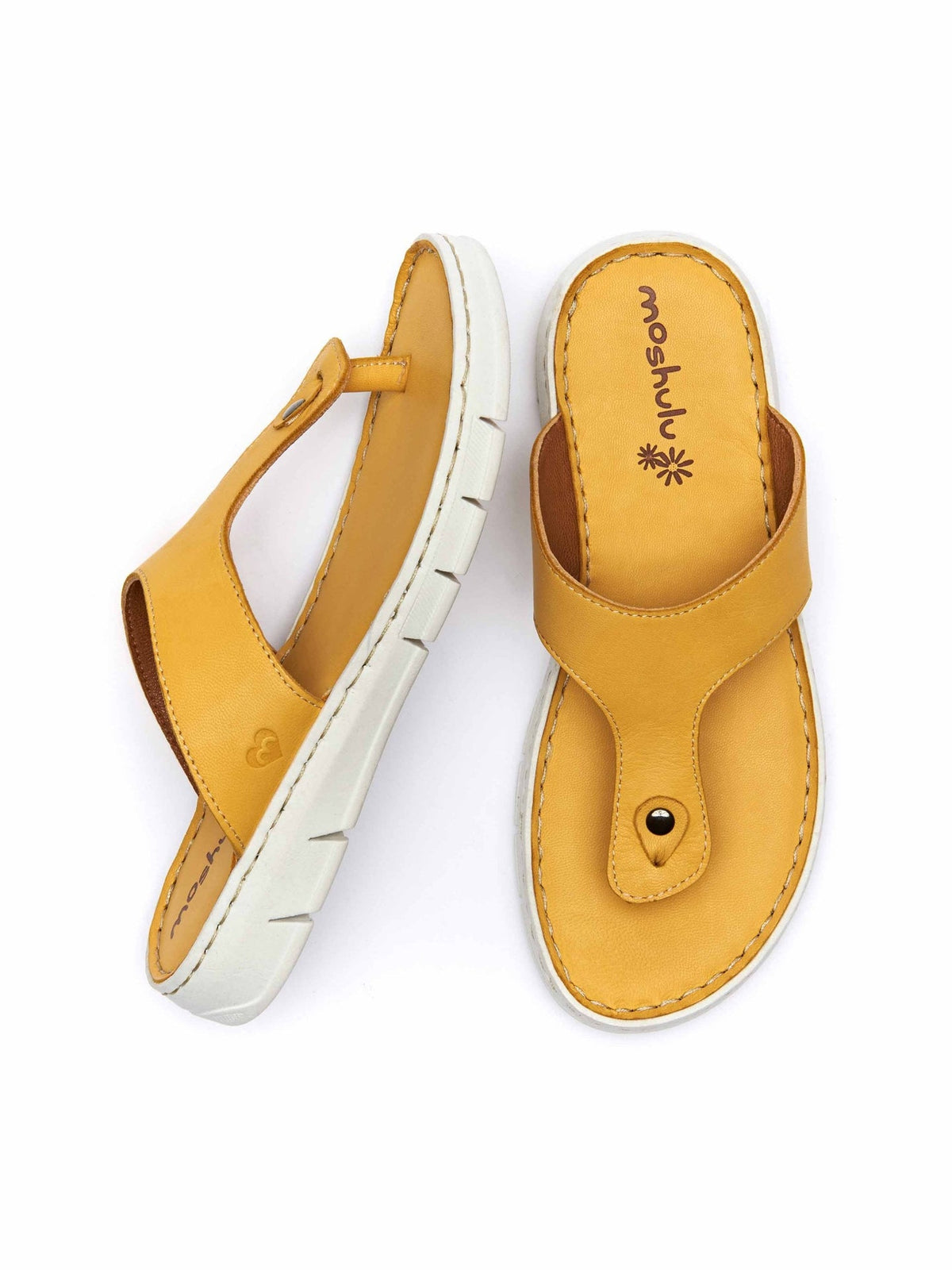 Yellow Leather toe-post sandals - PADRE YELLOW