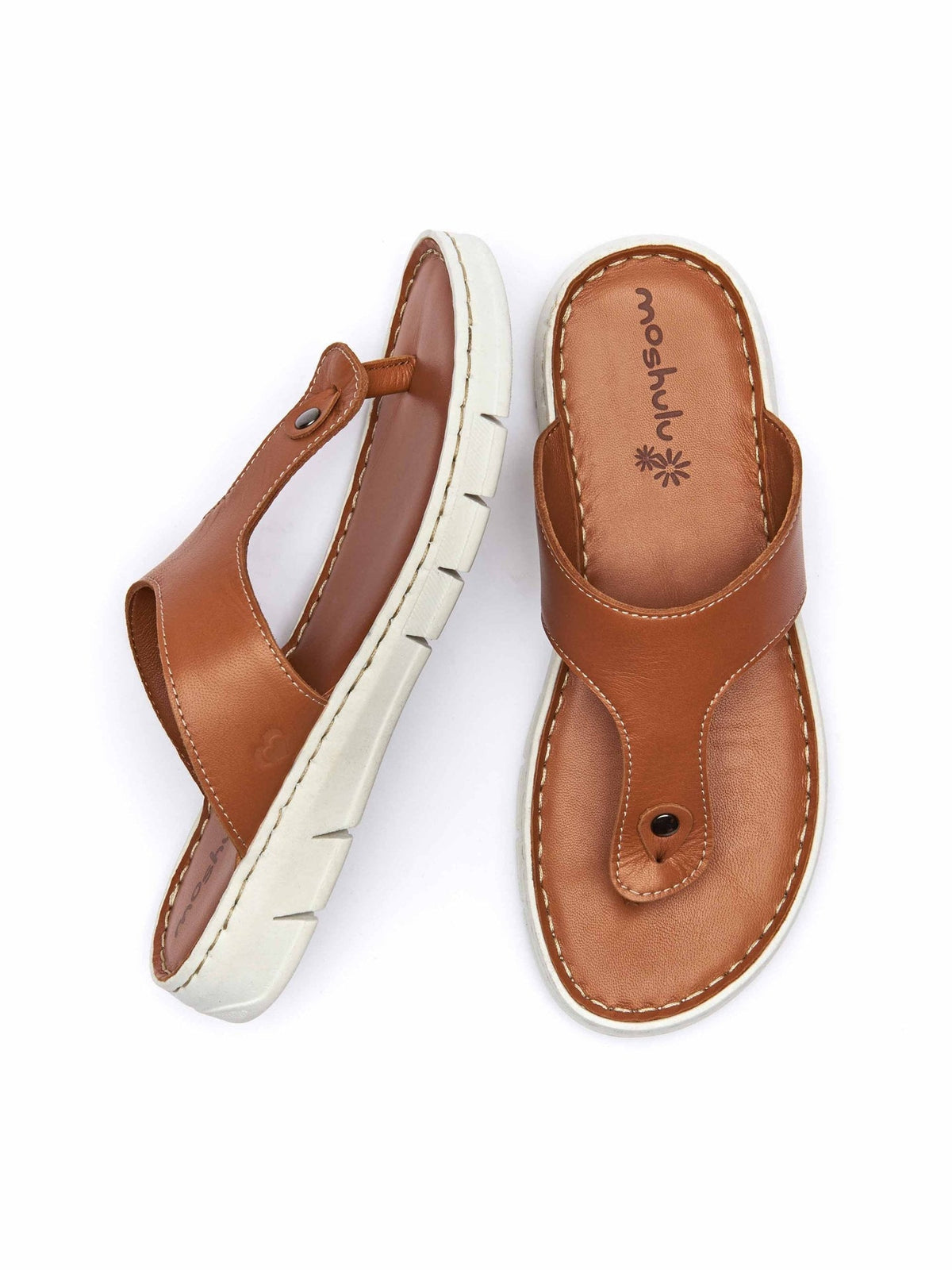 Brown Leather toe-post sandals - PADRE TAN
