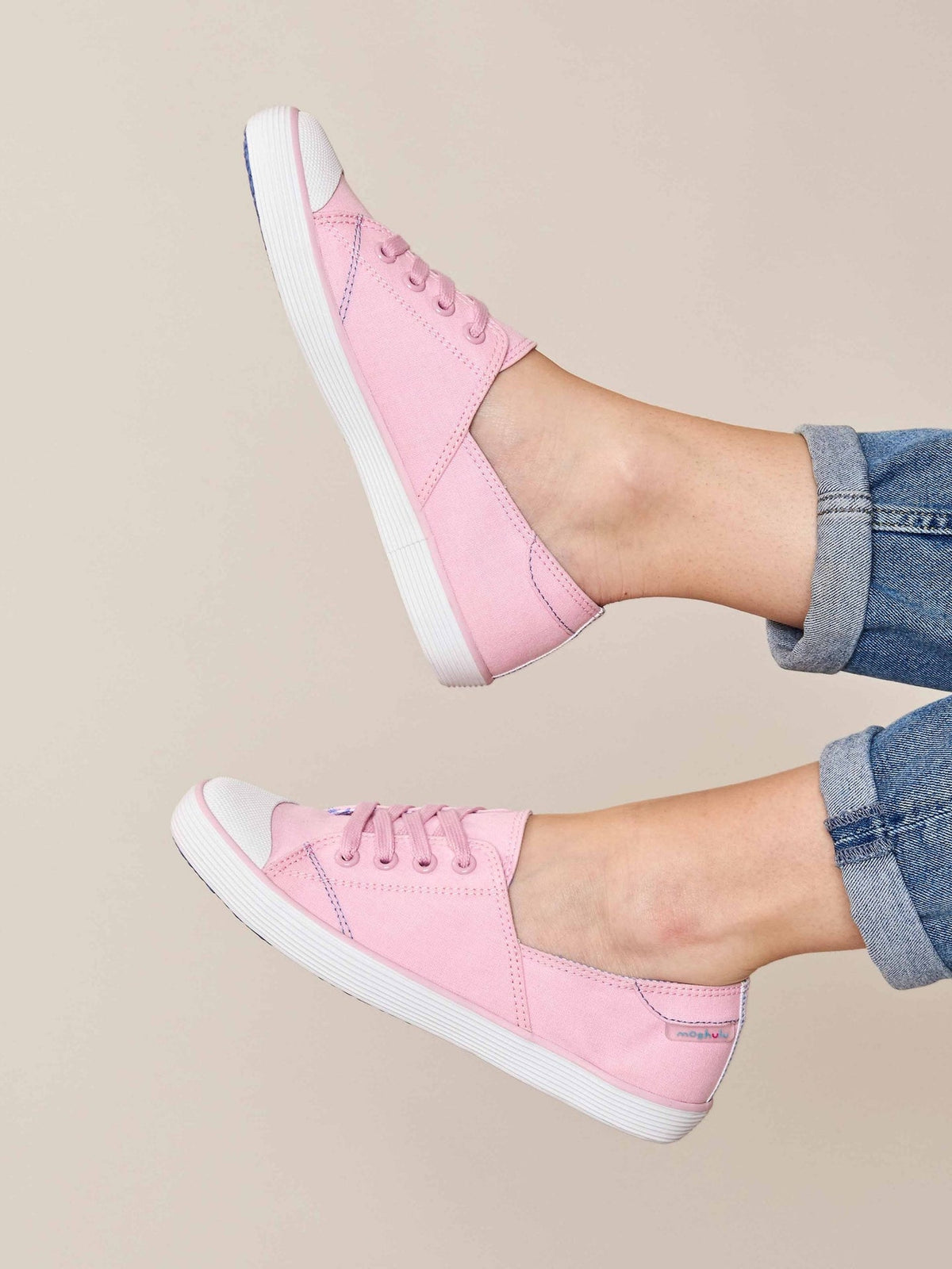Pink canvas lace-up trainers - HEMMICK SWEET PEA PINK