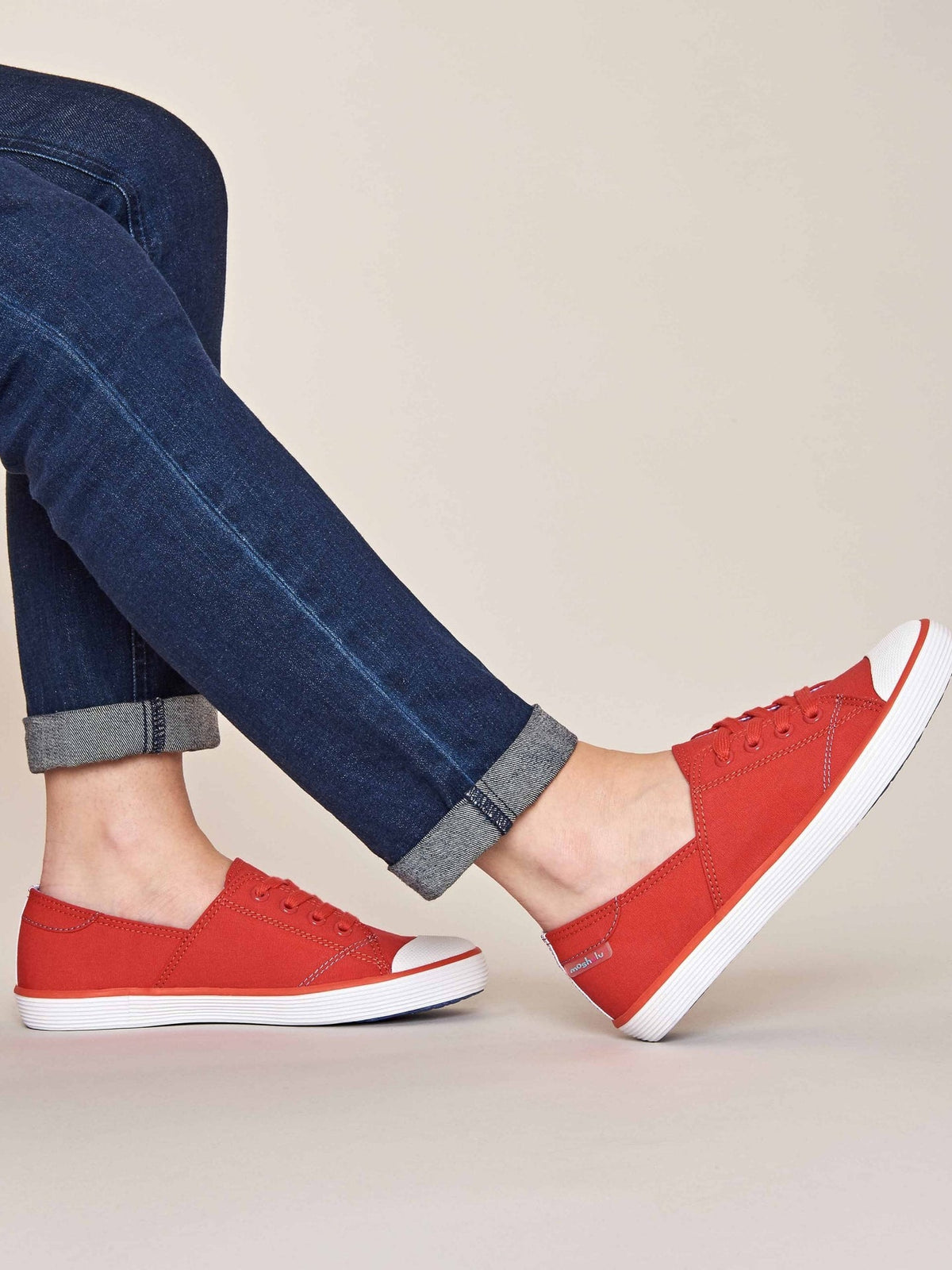 Red canvas lace-up trainers - HEMMICK GERANIUM RED