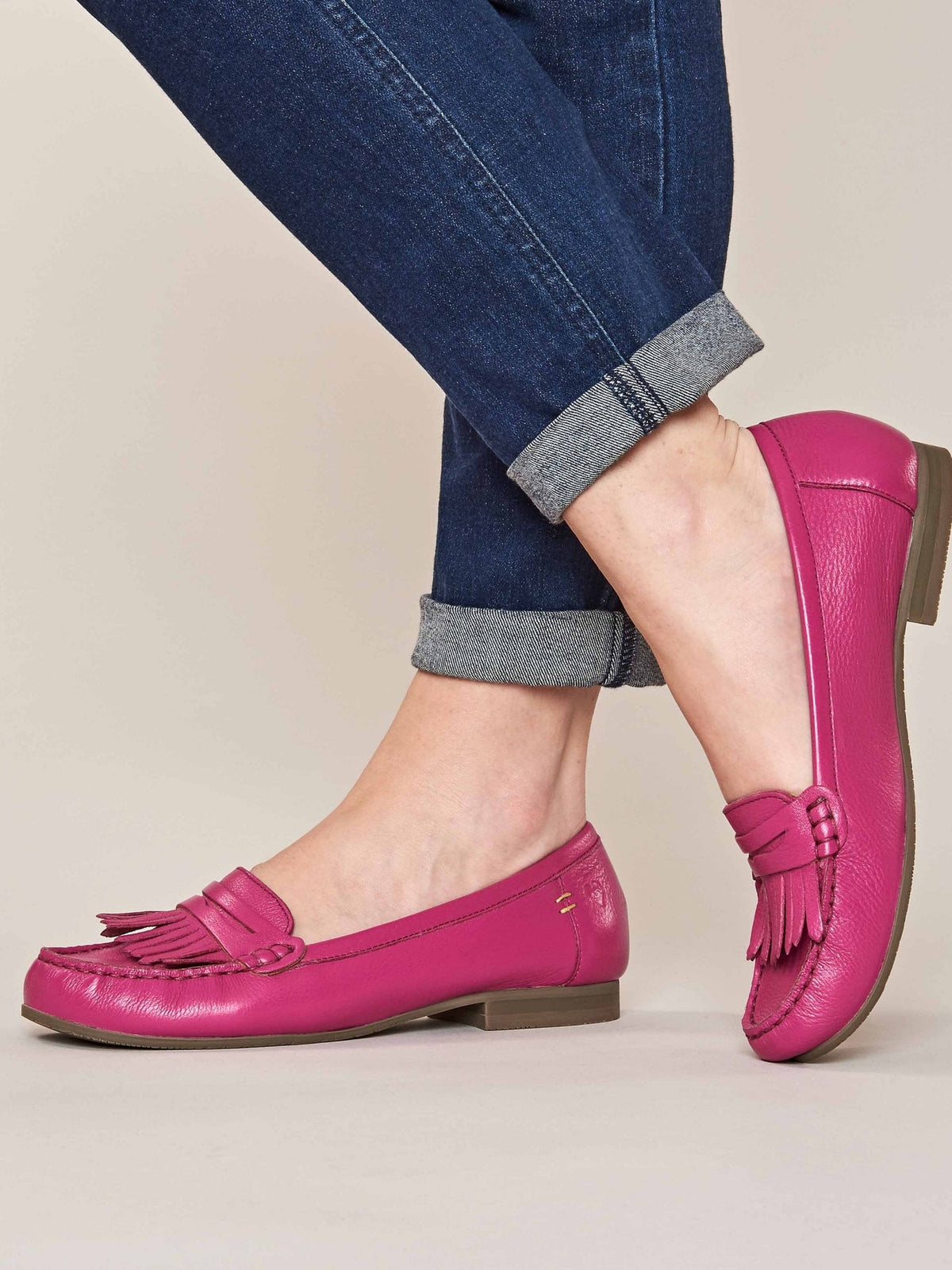 Pink fringed leather loafers - ITALIAN DRESSING FUCHSIA PINK