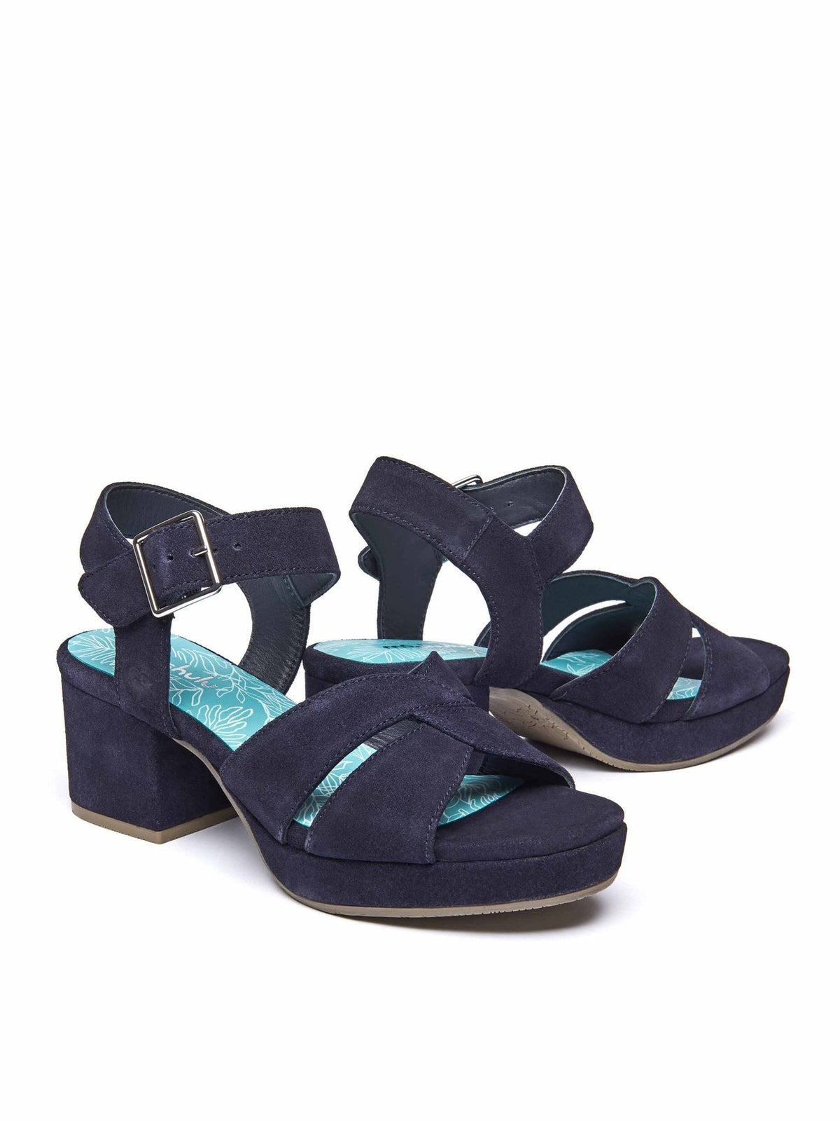 Blue platform cross-over sandal - ARANIKO INDIGO