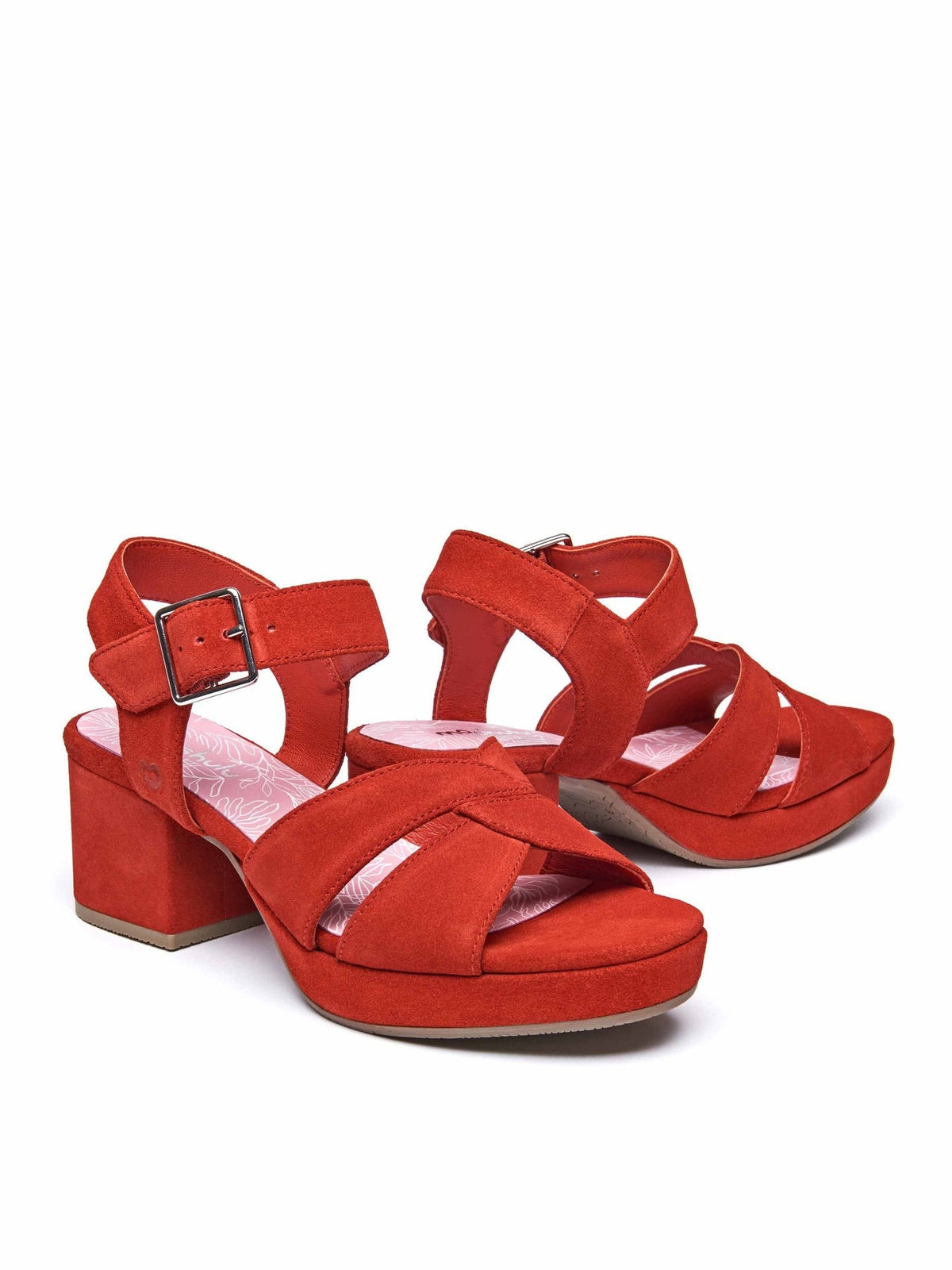 Red platform cross-over sandal - ARANIKO GERANIUM RED