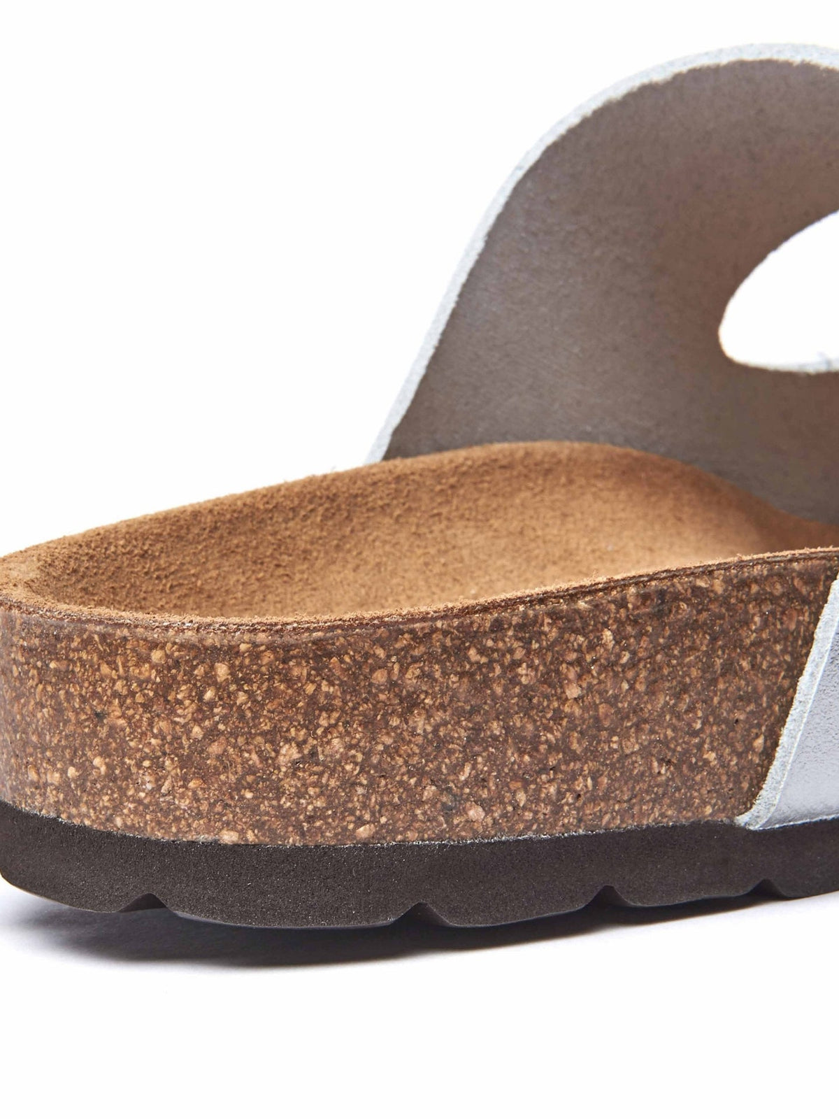 Metallic / Grey metallic cork mule sandals - BAVARIA METALLIC SILVER