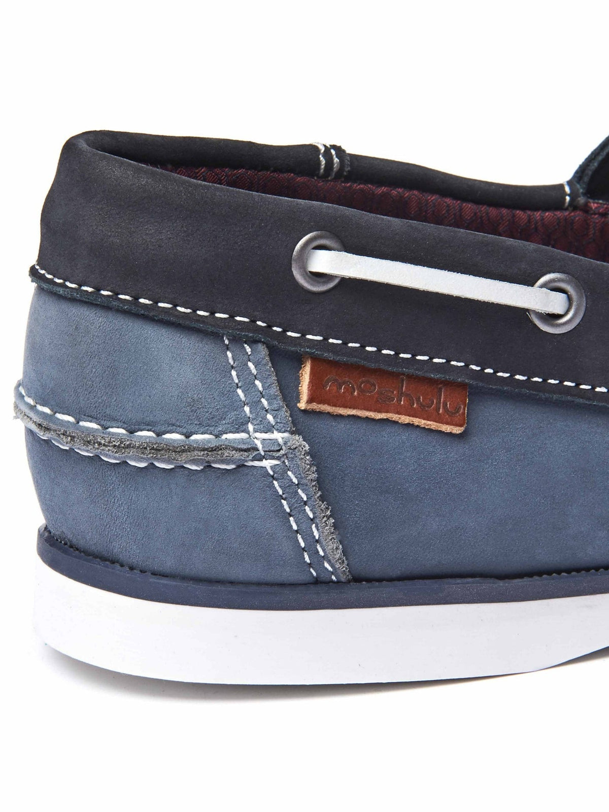 Blue men's traditional nubuck deck shoes - KINGSAND DENIM/RED/NAVY
