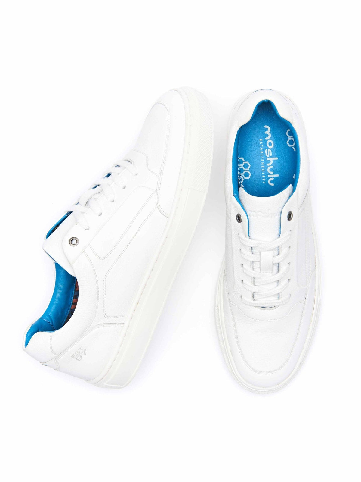 White men's lace-up casual trainers - HIGDON WHITE