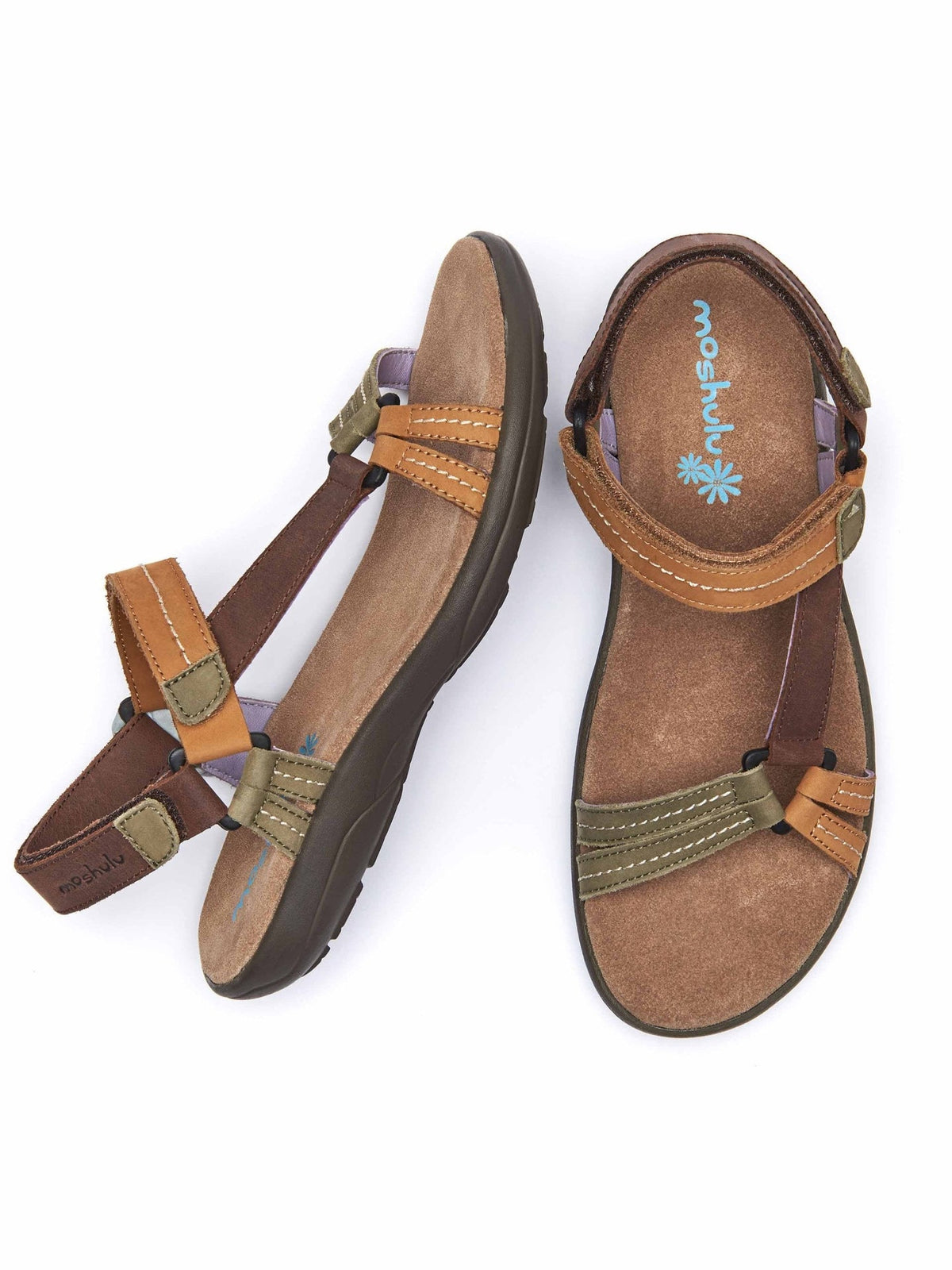 Brown Triangle-ring adventure sandals - SENNAN CHESTNUT MULTI