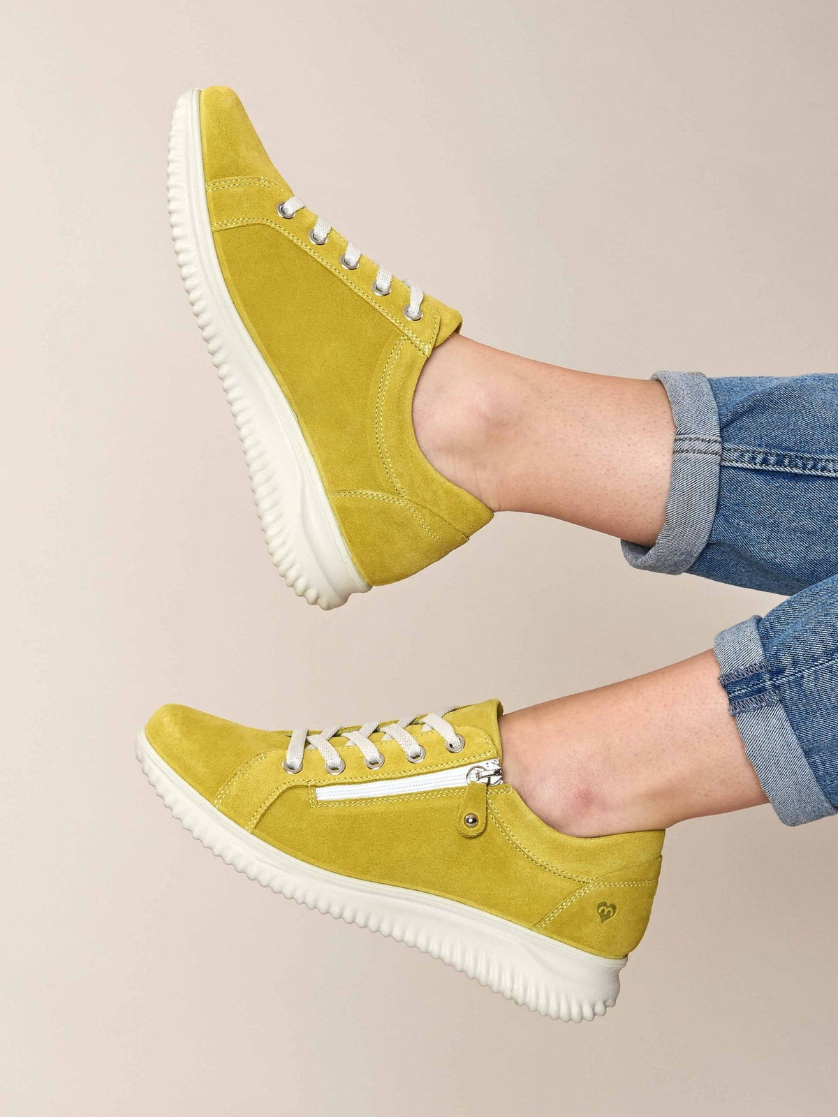 Green Suede active trainer with zip - KOLARI LIME GREEN