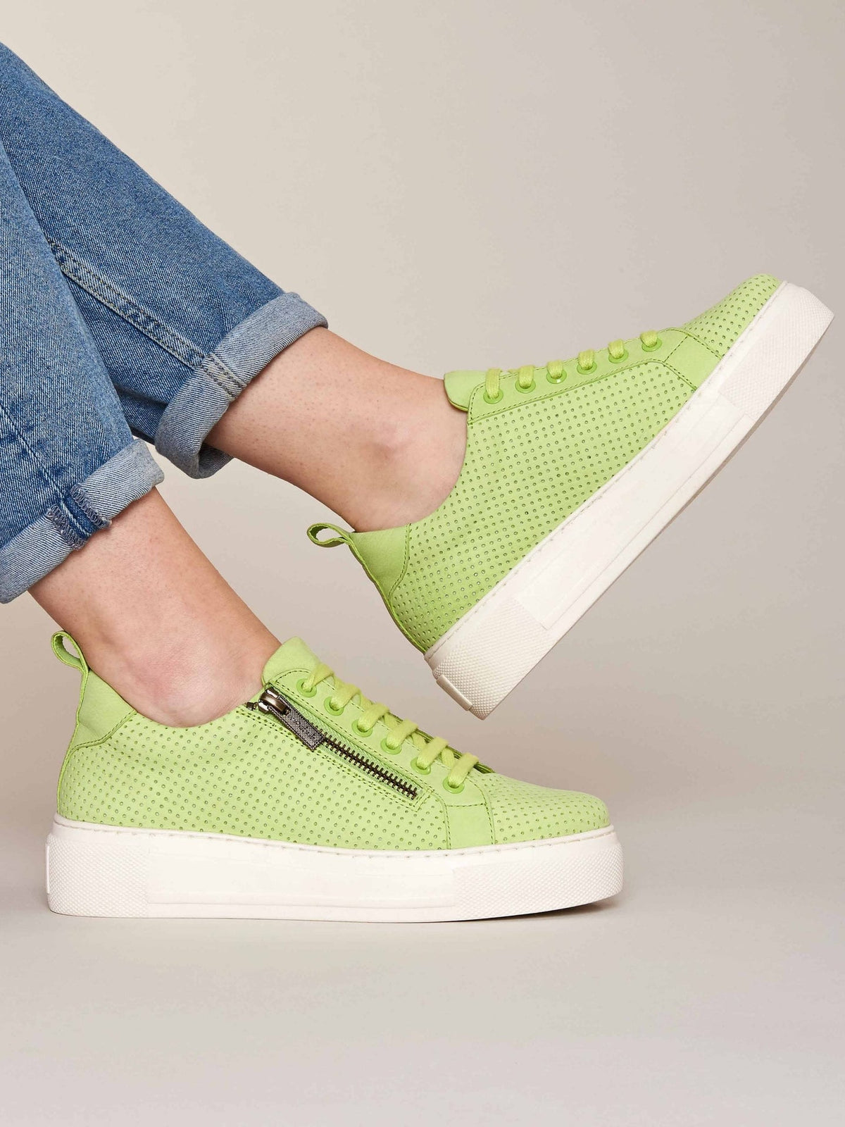 Green flatform zip trainers - DAWLISH SHARP APPLE