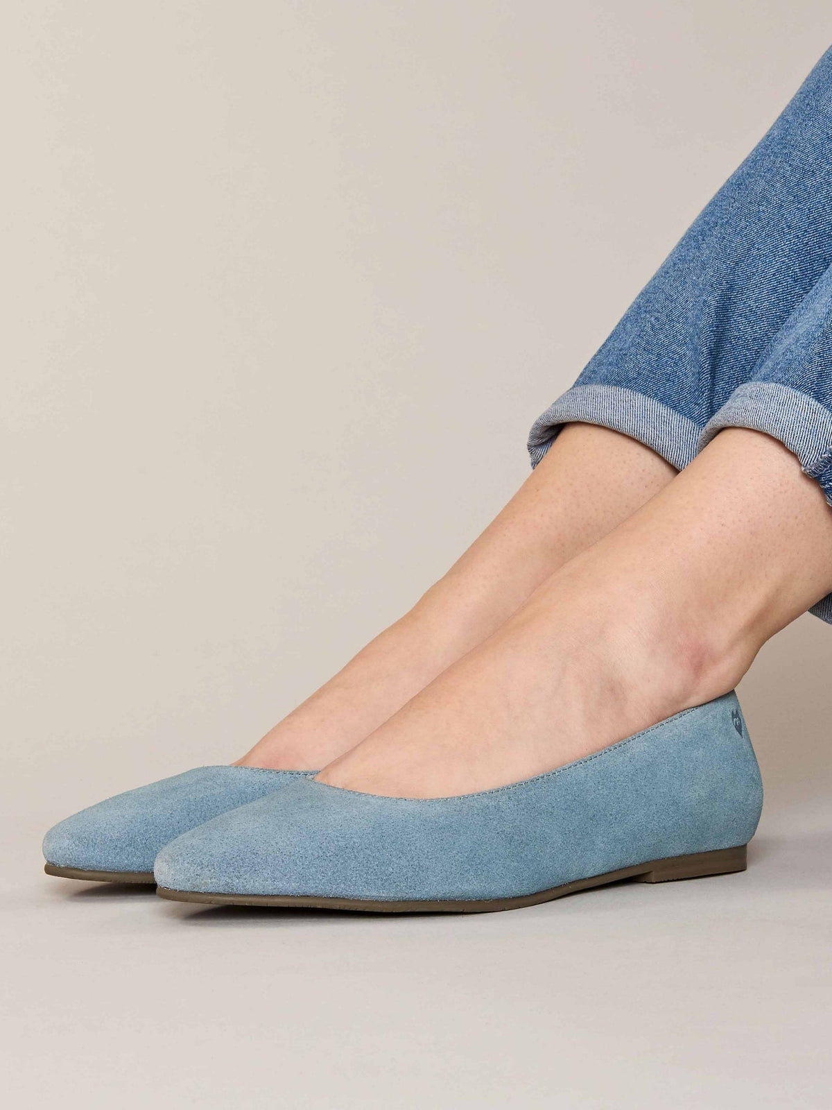 Blue suede pointed ballet pumps - KALLELA EUCALYPTUS BLUE