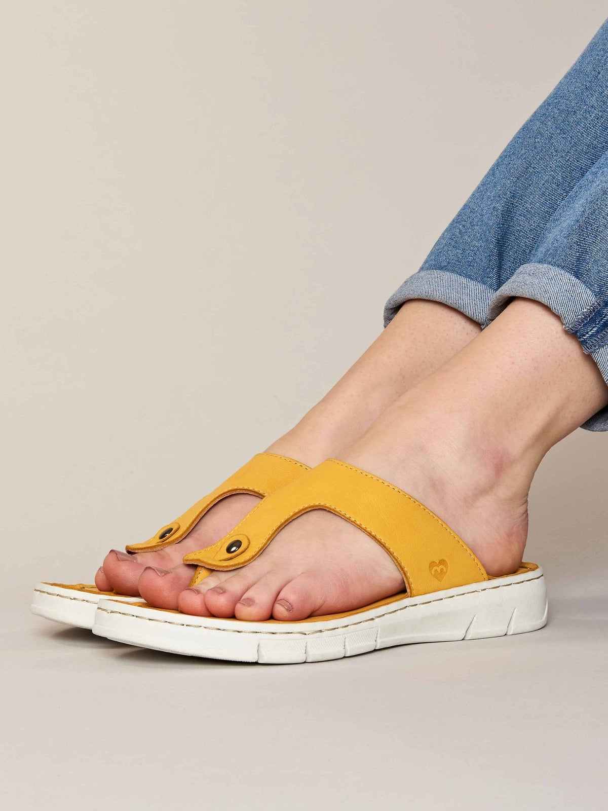 Yellow Leather toe-post sandals - PADRE YELLOW